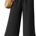 Womens Wide Leg High Waisted with Tie Belt Pockets Summer 2025 Vacation Pants (XX-Large)