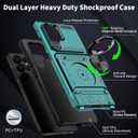 Vofolen for Samsung Galaxy S25 Ultra Case with Card Holder [Store 2 Cards] +360 Rotated Ring Kickstand Dual Layer Heavy Duty Shockproof Wallet Cover for Galaxy S25 Ultra Case for Women Men, Green