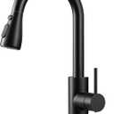 Kitchen Faucet with Pull-Down Spray Single Handle high arc Commercial Stainless Steel Matte Black Kitchen Sink Faucet with Deck Suitable for bar Laundry RV Farmhouse (Matte Black)