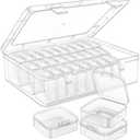 Mathtoxyz Bead Organizer Box, 31Pcs Small Beads Organizers and Storage Plastic Cases Mini Clear Dimond Storage Containers Boxes with Hinged Lid and Rectangle for Bracelet Making DIY Jewelry Craft Nail