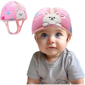 Soft Infant Safety Helmet, Baby Helmet for Crawling Walking, Baby Helmet 1-2 Years for Anti-Fall Head Protector, Adjustable (White Rabbit)