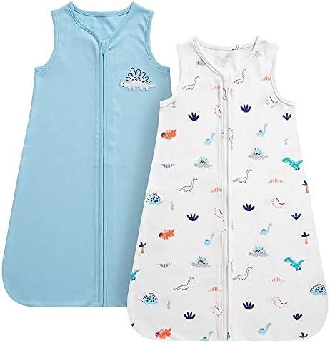 DaysU Baby Sleep Sack 18-24 Months 100% Cotton, Baby Boy Wearable Blanket 2-Way Zipper TOG 0.5, Breathable Lightweight Baby Sleeping Bag 2 Pack, Toddler Sleep Sacks 2t, Dinosaur, X-Large