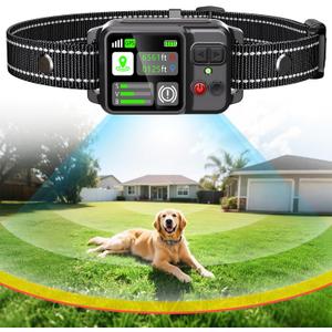 GPS Wireless Dog Fence System - Dog Collar, Circular Fence for Dogs | Adjustable Range from 49 to 6561 ft | GPS Positioning, Protection Mode, 100% Waterproof | for Outdoor Use
