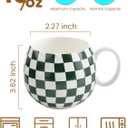 LAUCHUH 18oz Coffee Mugs, Large Coffee Cups Ceramic Checkered Cappuccino Cups with Handle Mug Set of 6 for Mother's Day, Tea, Cocoa, Milk, Green and White