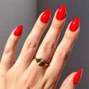 Glamnetic Press On Nails - Fiery Red | Opaque Bright Red Short Almond Fake Nails, Salon Quality | 15 Sizes - 30 Nail Kit