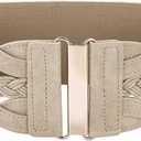 GRACE KARIN Women's Elastic Wide Belts Vintage Stretchy Belt Retro Fashion Cinch Belts for Dresses (X-Large, Apricot)