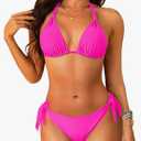 Women Halter Bikini Set - Two Piece Triangle Swimsuit Tie Bathing Suit 2025 Cute Swimwear, XL