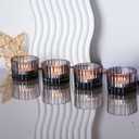 VOHO Classic Grey Tealight Candle Holder for Modern Home Decor, Set of 12 Tea Light Candle Holder Glass Ribbed Gifts for Thanksgiving Holiday, Small Votive Candle Holders for Birthday Themed Party