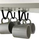 Pmsanzay Mug Cup Holder Under Cabinet Organizer - 2 Pack Self-Adhesive Cup Hooks Coffee Mug Holder,Mug Cup Storage Hanger,Coffee Bar Accessories for Kitchen, Pantry, Cabinet - No Drilling