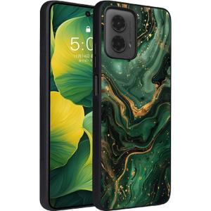 for Moto G 5G 2024 Case,Slim Fit Glow in The Dark Luminous Hybrid Hard PC Soft TPU Shockproof Drop Protective Aesthetic Phone Case Motorola Moto G 5G 2024 Case Cute Green Gold Marble