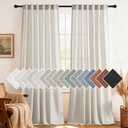 H.VERSAILTEX Natural Linen Curtains 96 inches Long for Living Room 2 Panels Back Tab Loop Pocket Textured Light Filtering Semi Sheer Rustic Farmhouse Boho Curtain for Bedroom, Pale Oak
