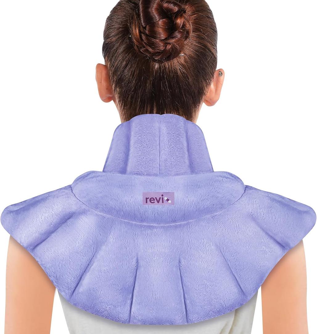 REVIX Heated Neck Wrap Microwave Heating Pad for Neck and Shoulders Pain Relief, Weighted Neck Warmer Microwavable with Miost Heat, Unscented (Purple)