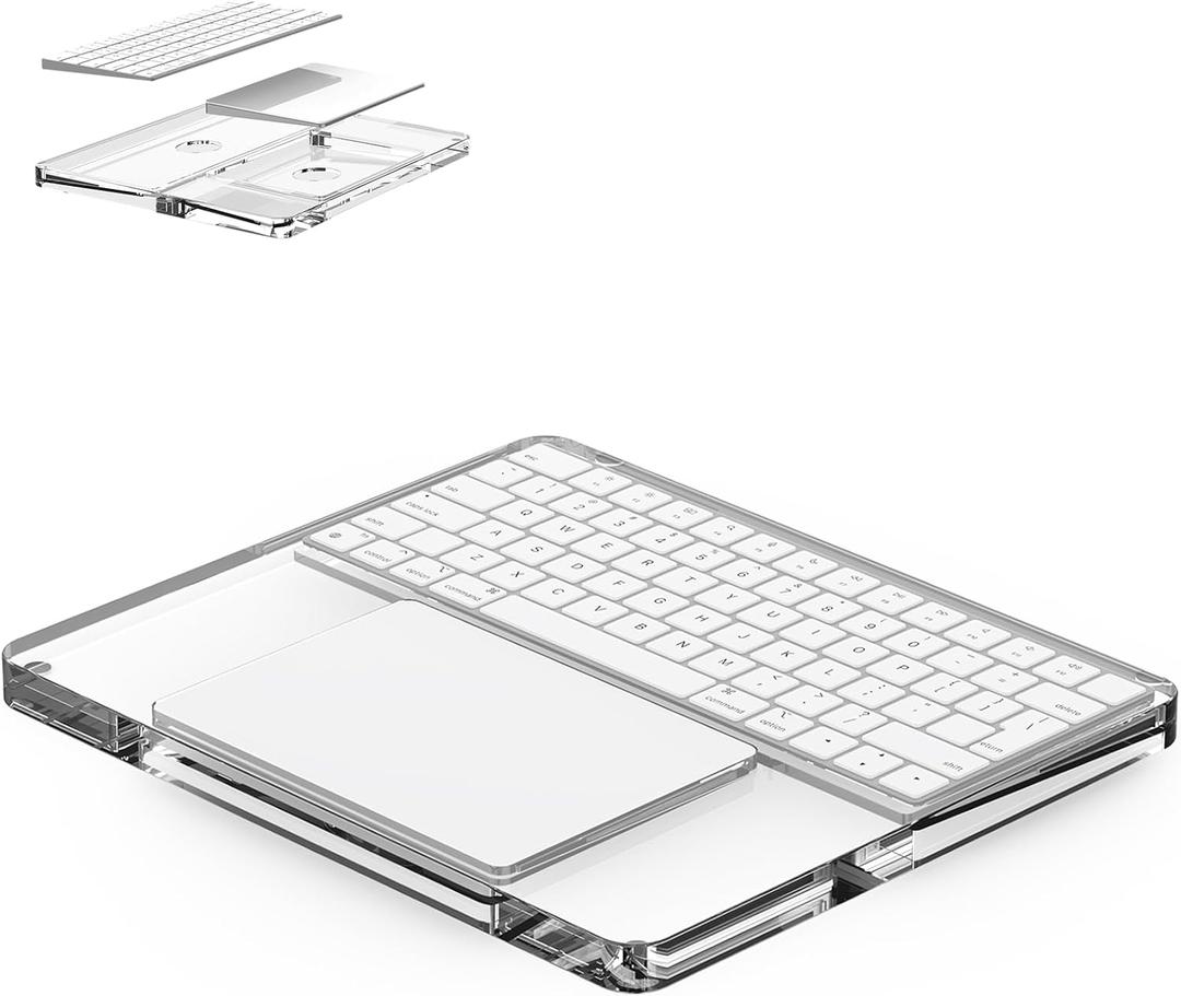 Acrylic Magic Keyboard and Trackpad Support Stand Compatible with Apple Gen 2/3 Magic Keyboards and Trackpads Keyboard and Trackpad Tray Holder for Apple Product (Transparent)