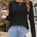 ATHMILE Womens Long Sleeve Shirts Pleated Business Casual Basic Tunic Tops Fall Tees Clothes (Black, XXL)