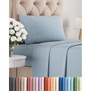 Twin Size 3 Piece Sheet Set - Comfy Breathable & Cooling Bed Sheets Set - Hotel Luxury Bedding for Women, Men, Kids, Teens, Boys & Girls - Deep Pockets, Soft & Wrinkle Free - Blue (Heathered Sheets)