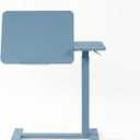 Overbed Table Adjustable Height 30"-43", Rolling Laptop Desk with Wheels, Tilt Split Top Over Bed Table for Hospital, Home, or Bedroom Use, Portable Bedside Table Stand (Tiltable Top, Blue), 28" x 16" x 29.9"-43.3"