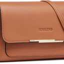 Roulens Small Crossbody Bag for Women,Cell Phone Purse Women's Shoulder Handbags Wallet Purse with Credit Card Slots (Brown)