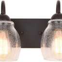 ALICE HOUSE 13" Vanity Lights with Seeded Glass,2 Light Wall Sconce Lighting, Brown Bathroom Lights Over Mirror, Farmhouse Bathroom Lighting, ETL Listed, AL9081-W2