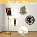 LEIFIDE 8 Pack Adjustable Heavy Duty Pedestal Sign Holder Floor Stand 8.3 x 11.7'' Adjustable Sign Holder Poster Stand with Aluminum Snap Open Frame, Screen Size A4(Gold,8.3 x 11.7'')