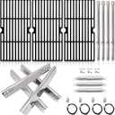 Grill Grates Replacement Parts for Charbroil Advantage 463344116, 16 15/16'' Cast Iron Grill Grates, Stainless Steel Burner Tubes, Heat Plates Shields, Adjustable Carryover Tubes and Igniters.
