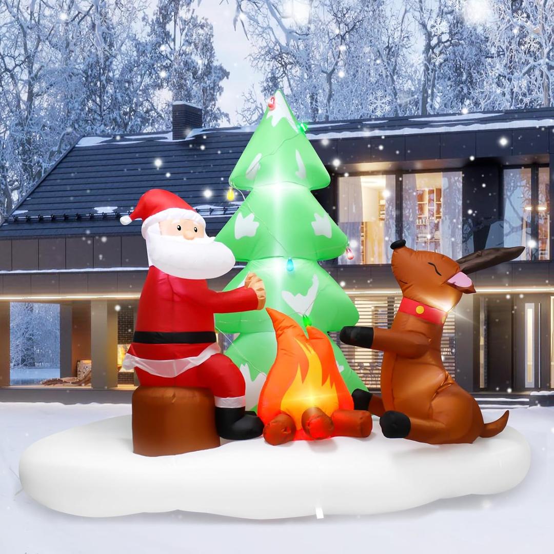8FT Inflatable Christmas Tree Santa Claus Deer Lighted Decoration,Christmas Blow up Decor for Outdoor Indoor,Christmas Tree Christmas Deer Santa with LED Lights, Suitable for Lawn Yard Garden Porch