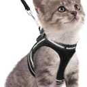 rabbitgoo Cat Harness and Leash Set for Walking Escape Proof, Adjustable Soft Kittens Vest with Reflective Strip for Cats, Comfortable Outdoor Vest, Black, Small