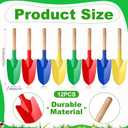 Gisafai 12 Pcs Toy Shovels for Kids Gardening Tools Kids Shovel Mini Metal Garden Shovel Sand Shovels with Sturdy Wooden Handle for Summer Beach Toddler Soil Planting Digging Tools, 4 Colors