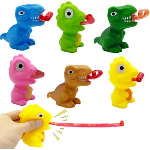 6 Pack Dinosaur Tongue Out Toys, Novelty Squeeze Toys for Kids Boys Girls, Birthday Gifts, Easter Egg Fillers, Easter Basket Essentials Stuffers