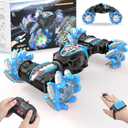 1:12 Gesture Sensing RC Stunt Car, 2 * 1200mAh Hand Controlled Remote Control Twist Cars with Light & Music, 4WD 360 Rotate Transform Drift, Gifts for 8-12 Kids Age 8 9 10 11 12 Yrs Old Trains (Blue)