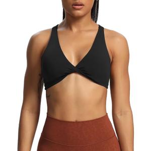 Aoxjox Women's Workout Sports Bras Fitness Backless Padded Satara Low Impact Bra Yoga Crop Tank Top (Medium)