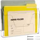 DINGHUO Wall Hanging File Organizer, Acrylic Mail Organizer wall mounted File Holder, Clear 2 Tier Folder Paper Document Magazine Rack for Desk Office School Home - 1 Pack