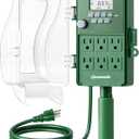 DEWENWILS Outdoor Power Stake Timer, 1800W/15A Digital Timer with 6 Grounded Outlets, 6FT 14/3C Extension Cord, Waterproof Heavy Duty Outlet for Lights, Yard, Garden, ETL Listed (Green)