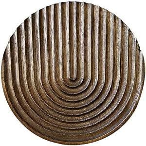 Musanpou Hand-carved Round Art Decor for Home and Living Room Wall Simple Wooden Farmhouse Wall Decor (brown)