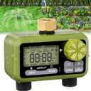 HIRALIY Sprinkler Timer, Water Timer for Garden Hose 2 Zone, Programmable for Watering, Automatic Irrigation System for Yard Lawn, Brass Swivel, IP65 Waterproof (Green)
