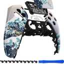eXtremeRate The Great Wave Touchpad Front Top Shell Compatible with ps5 Controller BDM-010 020 030 040 050, DIY Replacement Shell Custom Touch Pad Cover Compatible with ps5 Controller