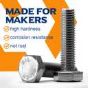 3 x M6-1.0 x 12mm Hex Head Screw Bolt, 18-8 (304) Stainless Steel, Fully Threaded, Plain Finish, Quantity 40