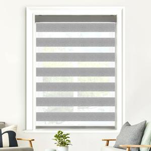 SHECUTE Zebra Blinds for Windows, 34W x 64L(Support Custom Size), Grey Dual Layer Zebra Window Shades, Light Filtering Room Darkening Day & Night Window Blinds for Home, Bedroom, Living Room, Doors