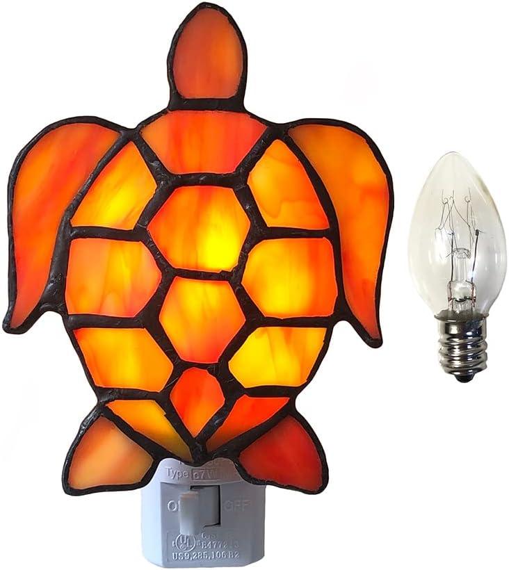 Stained Glass Turtle Night Lamp - Sleeping Room Tiffany Bedside Lantern for Children's Room & Study - DYM6001