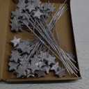 24 Pcs Glitter Star Picks 14.5 Inch Sparkly Star Stem Christmas Star Tree Picks Twinkle Star Sticks Foam Vase Decoration for Christmas Birthday Party Wedding Centerpieces(Silver)