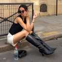 Modatope Knee High Boots Women Square Toe Tall Boots Kitten Heel Long Boots Side Zipper Dress Fashion Boots (7.5, Black Pu)