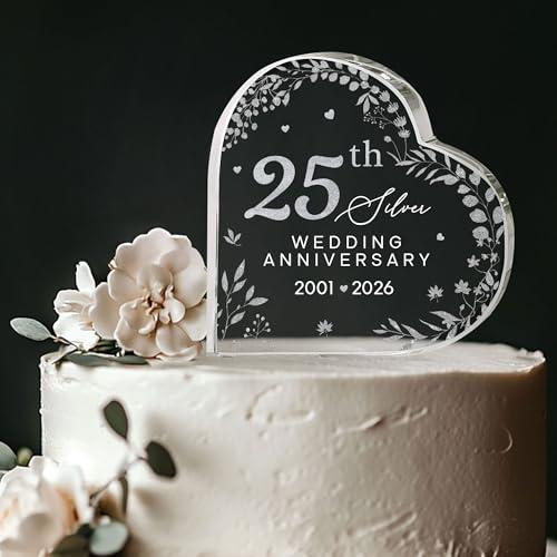 25th Wedding Anniversary Acrylic Cake Topper, 25 th Anniversary Decorations, 25 Wedding Topper, 25 Years Of Marriage Gifts (25th Anniversary 2026)