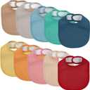 10 Pack Cotton Snap Bibs for Baby Boy Girl, Super Soft Drool Bibs for Teething and Feeding