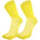HCS Hospital Socks with Grips for Women & Men (6 Pairs) - 360 Hospital Grip Socks for Women, Men, Elderly, Seniors - Non Slip Sock, All-Around Tread - Fall Risk Patient Slippers (Yellow, Regular) (Universal)