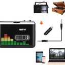 USB Cassette to MP3 Converter, Portable Walkman Cassette Audio Music Player Tape-to-MP3 Converter with Earphones, Volume Control, Auto Reverse, No PC Required
