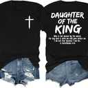 RoseSeek Women's Letter Graphic Tees Crew Neck Short Sleeve Tshirts Casual Streetwear, Daughter Of The King, L