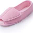 Git-up Women Diabetic Slippers/W Arthritis Edema Adjustable Closure Memory Foam House Shoes Open Toe Extra Wide (9, Pink)