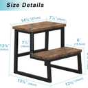 Step Stool for Adults,Holds up to 500Lb,Heavy Duty Sturdy Two Step Stool for Kichen/Bathroom/High beds, Wooden&Metal Frame, Non-Slip Pads (Brown)