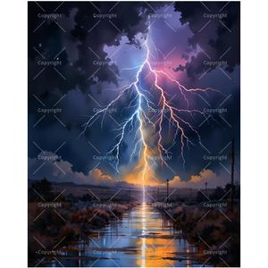 TAOPAOLAB Lightning Storm Paint by Numbers Kit for Adults - DIY Dramatic Lightning and Reflection Painting on Canvas 16x20In, Framed Acrylic Paint Set for Beginners, Atmospheric Art for Home