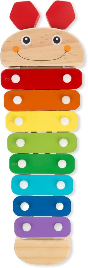 Melissa & Doug Caterpillar Xylophone Musical Toy with Wooden Mallets 15.25" x 6.5" x 1.5", Blue