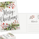 48 Pack Cute Woodland Cards with Envelopes 4x6 inch, Merry Xmas Themed Design, Festive Xmas Note Cards to Write Personalized Holiday Greetings for Loved Ones